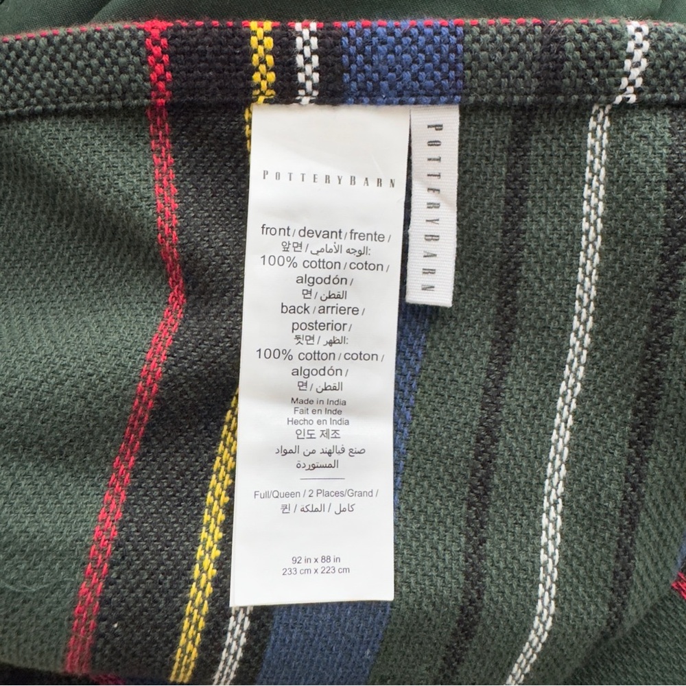 Pottery Barn Stewart Plaid Duvet and Shams in Green Multi Queen - Picture 4 of 11
